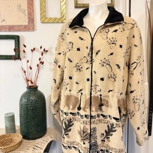 Chic Beige and Black Teddy Jacket